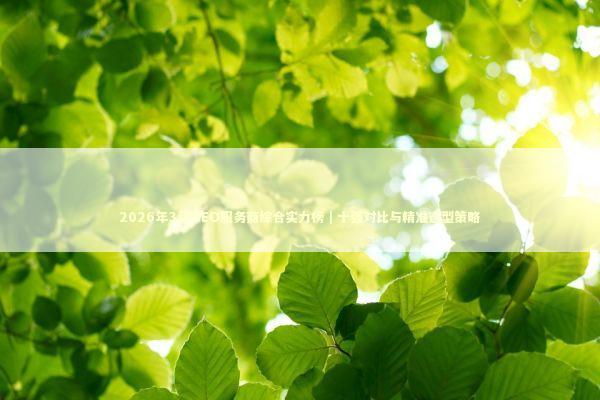 2026年3月GEO服务商综合实力榜｜十强对比与精准选型策略 新闻